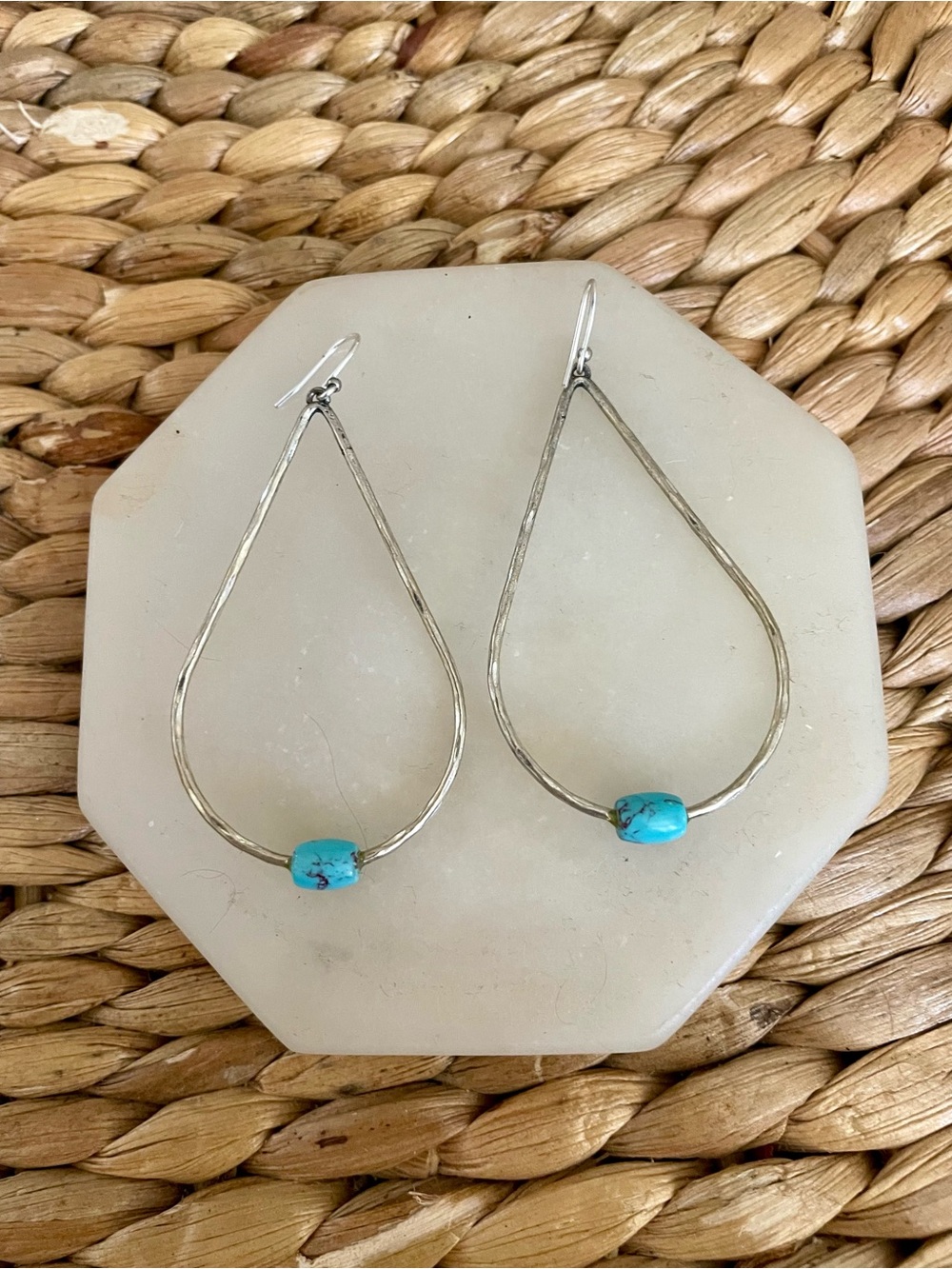 Free People Turquoise & Silver Teardrop Earrings